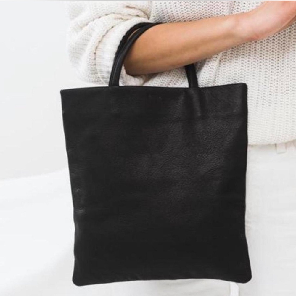 BAGGU Mini Flat Leather Tote